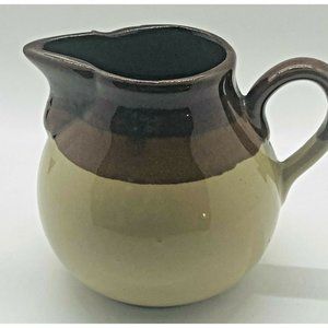 Vintage Brown and Tan Glazed Stoneware Creamer Pit